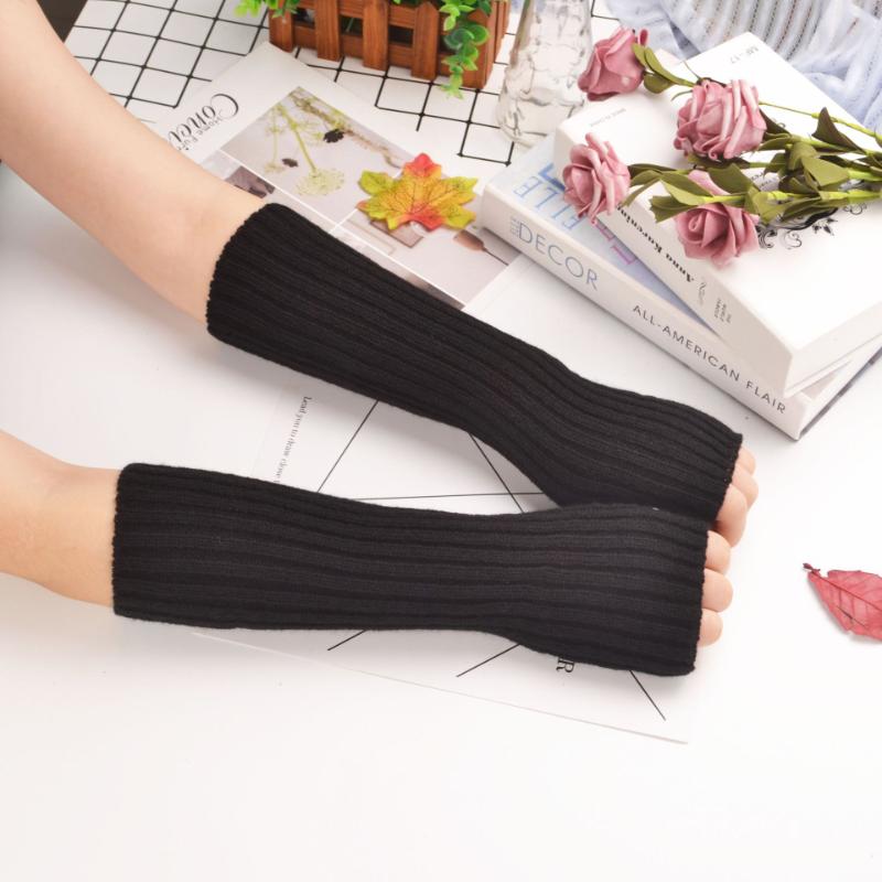 Winter New Women Fashion Gloves Warm Soft Arm Sleeve Fingerless Mitten Mittens Adult Colors Knitted Arm Warmer Female Gloves