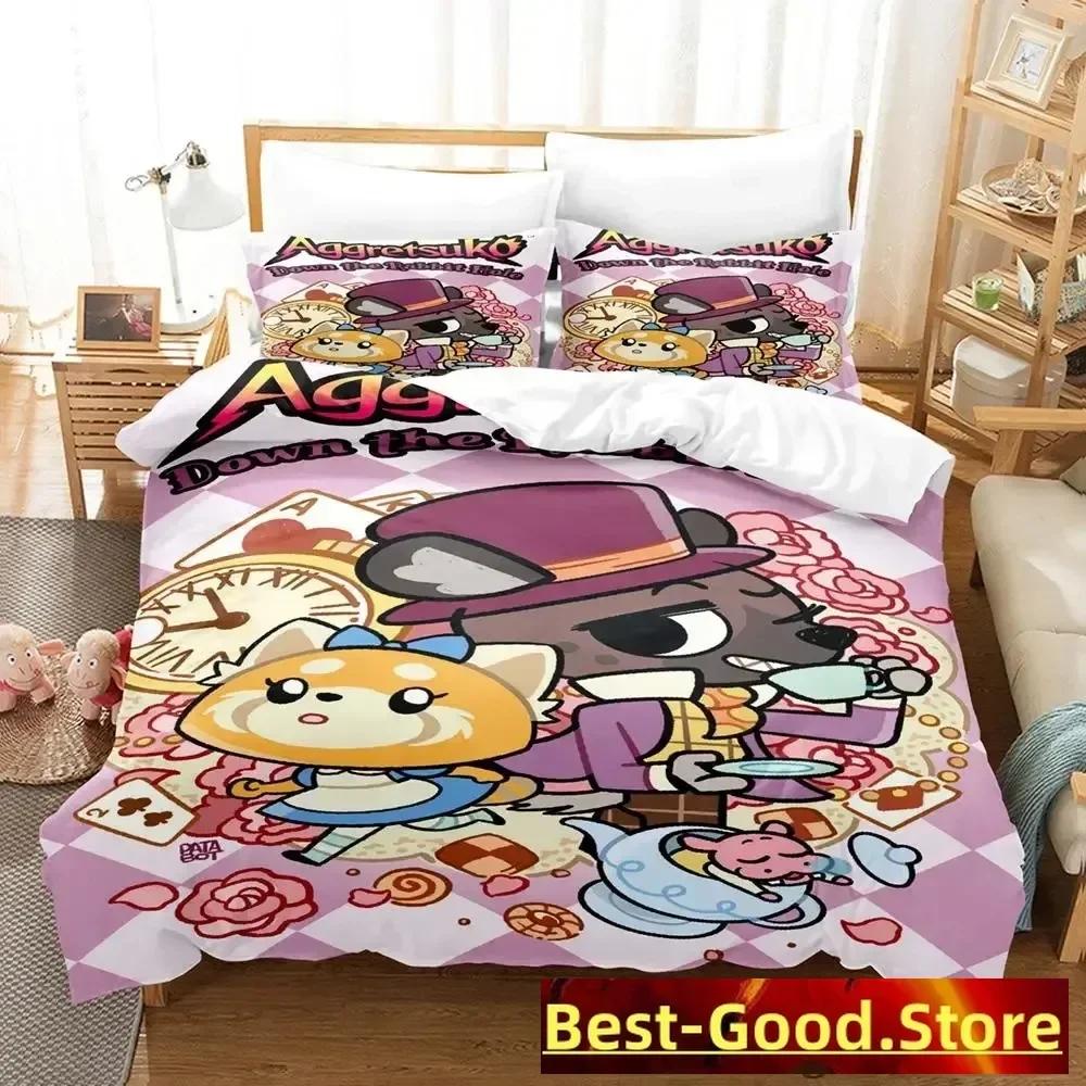 Комплект постельного белья Aggretsuko Односпальный Полуторный Двуспальный Кингсайз Комплект для кровати Взрослый Детский Спальня Комплекты пододеяльников Аниме Parure De Lit Кровать
