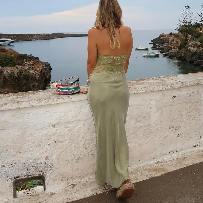 Прозрачное кружевное ажурное сексуальное платье для вечеринок и клубов Y2K, наряды для женщин, летние платья без рукавов и спины, облегающие пляжные макси-платья