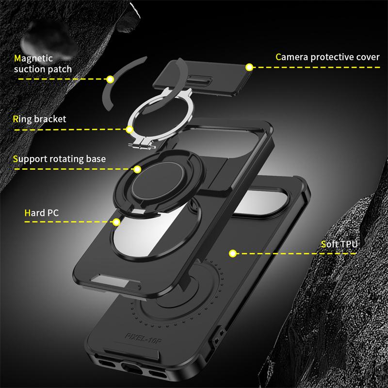 Armor Funda For Google Pixel 10 9 Pro XL 10Pro Magnetic Ring Bracket Case For Pixel 9A 8A 7 Pixel10 Pro Slide Lens Protect Cover