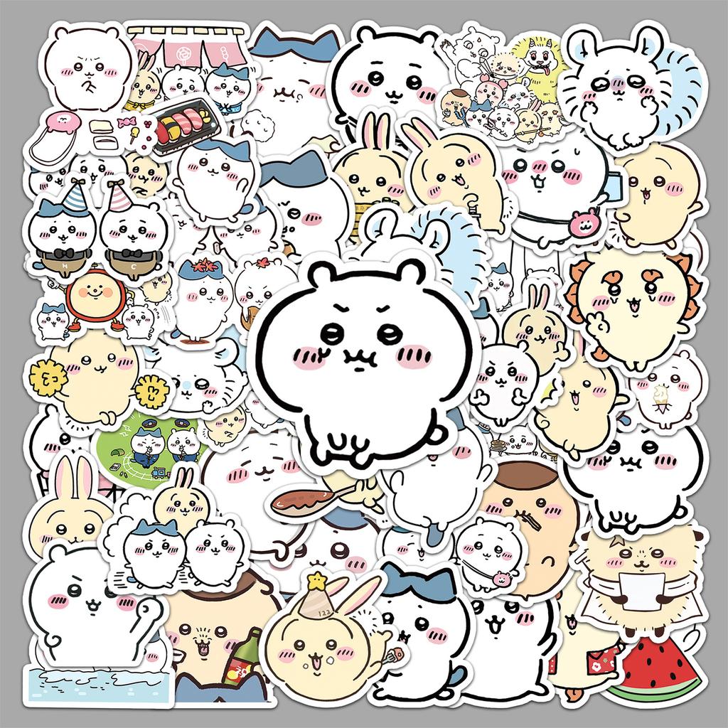 50pcs Chiikawa Cartoon Stickers Cute Expression Pack Jiyika Wow Decorative Water Cup Mobile Phone Small Mochi Stickers