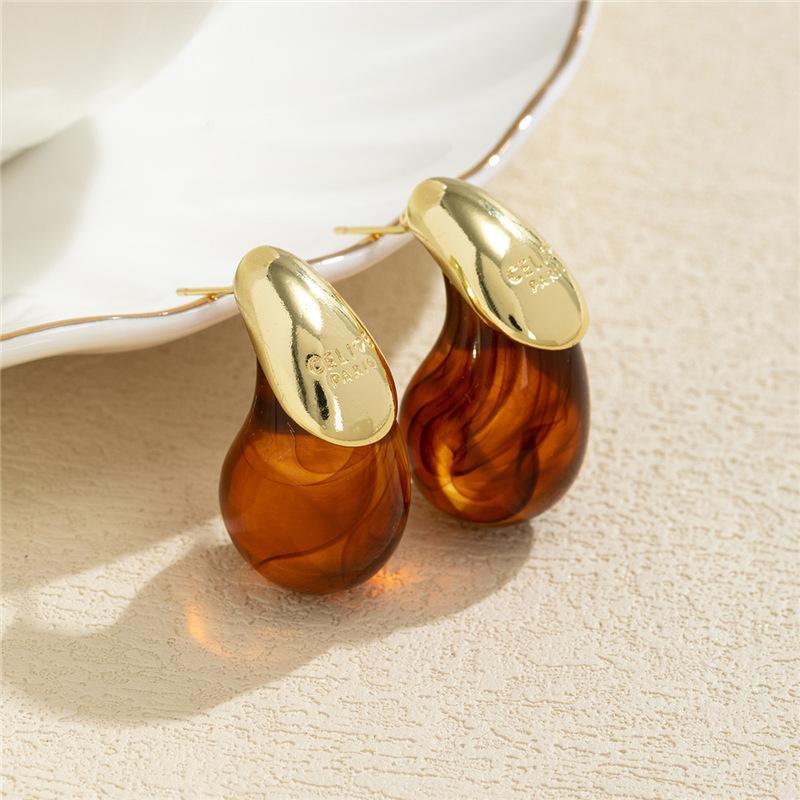 Винтажные прозрачные серьги-капли из кофейной смолы для женщин, модные темпераментные серьги-пусеты, женские, для вечеринок, на каждый день, ювелирный подарок