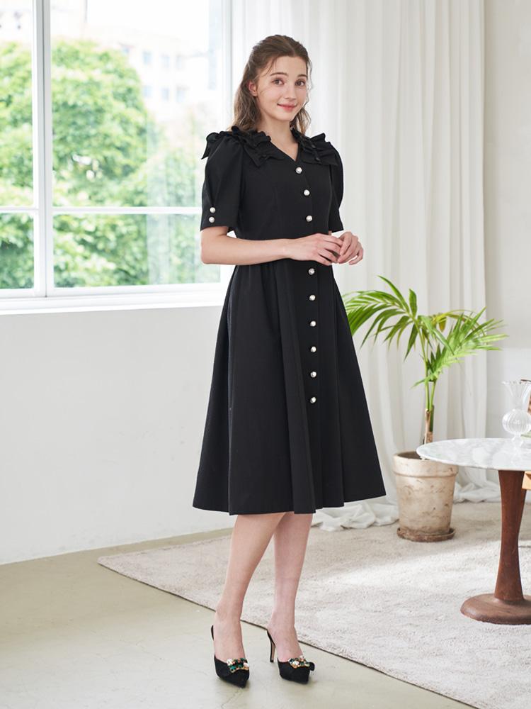 L By L Black Detachable Frill Puff Dress