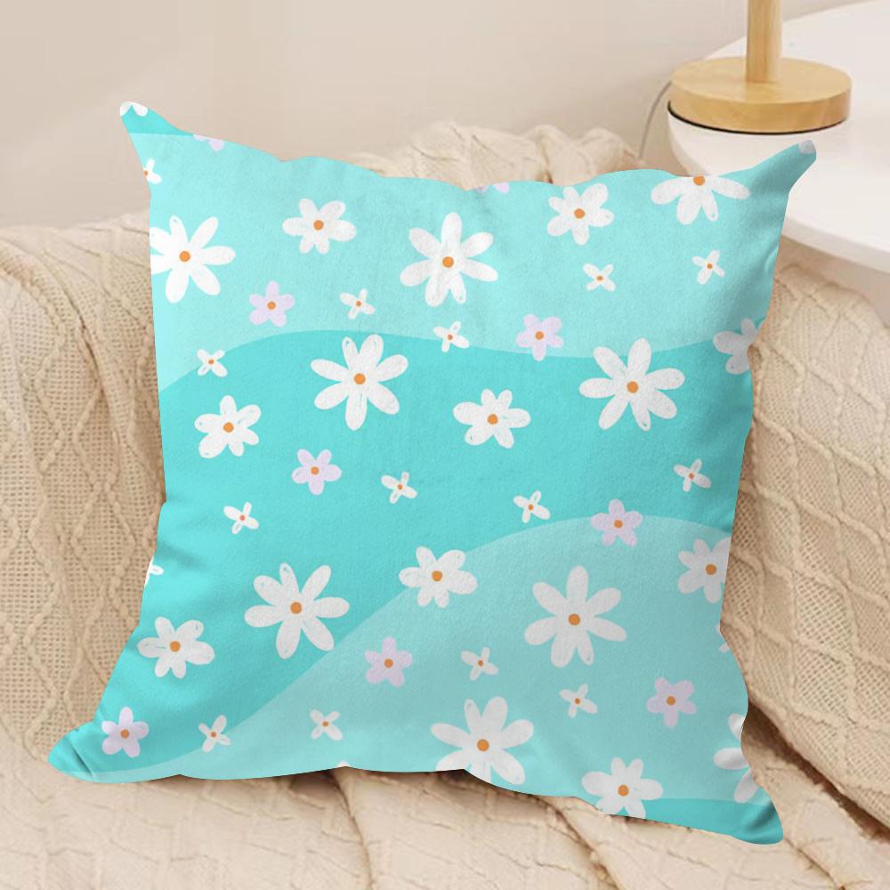 Colorful Daisies Cushion Cover Silky Short Plush DoubleSided Printed Pillow Case for Sofa All Seasons Home Decor Gift