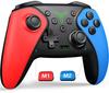Elekasumi Switch Совместимый с Switch Турбо Быстрый 1000 мАч Высокая Емкость Макро Сон Пробуждение 1 Задний Переключатель Pro Гироскоп Совместимость с Bluetooth Красный Синий