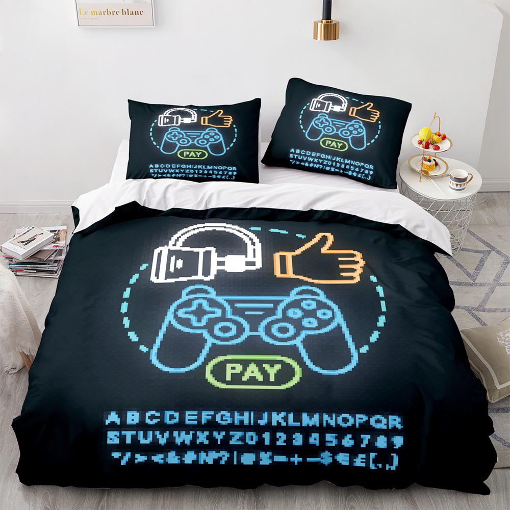 Game Handle King Queen Duvet Cover Kids Teens Boys Gamer Bedding Set Pillowcase Cartoon Psychedelic 2/3pcs Polyester Quilt Cover
