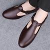 Summer Men Top Layer Cowhide Hollowed Out Casual Leather Shoes with Low Collar Men Sandals Breathable Classic Mens Flat Sandals