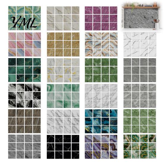 Waterproof Backsplash Decals for Bathroom 12PCS Imitation Marble Pattern Wall Stickers, Self-Adhesive EVA Easy Apply Renovation Sheets Tiles, Scratch