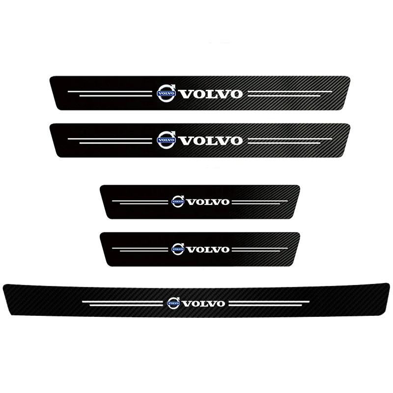 Carbon fiber protective stickers for car door sill side anti step bumpers For Volvo XC60 XC40 V60 V40 XC90 XC70 V50 S60 V70 S90