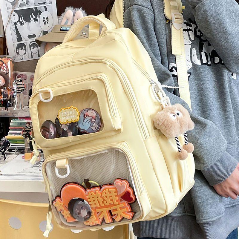 Японские Девушки Y2K Комикс Выставка Ульззан Ita Bag Прозрачный DIY Значок Школьная сумка Женский Большой Вместимости Повседневный Рюкзак
