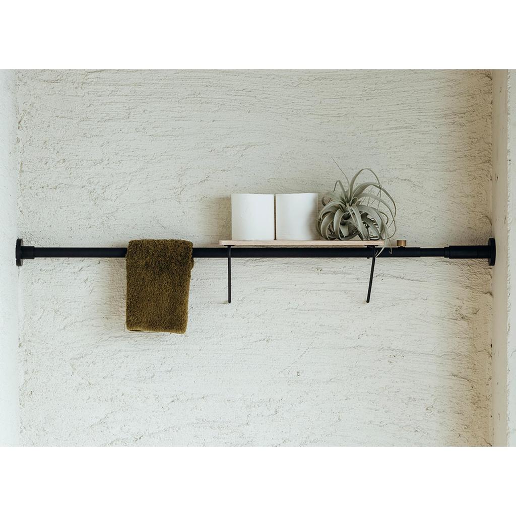 DRAW A LINE 002 Tension Rod B Black (D-B-BK) - Vertical and Horizontal Mounting, 115-190cm Wide, 15-2.5kg Load Capacity