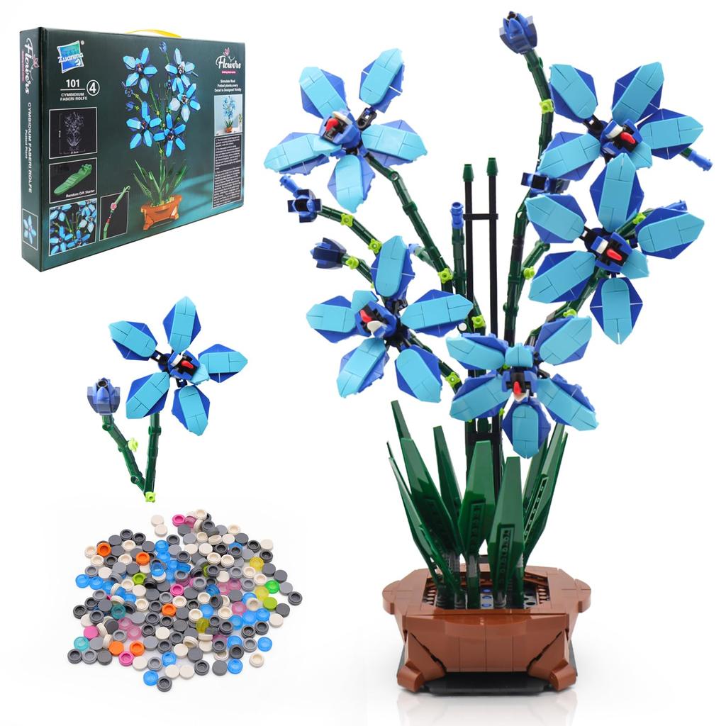 Набор блоков цимбидиума HIUME, 1097 деталей, высота совместима с Lego Flowers и основными брендами, креативные строительные блоки для самостоятельного изготовления, игрушка, подходящая для детей