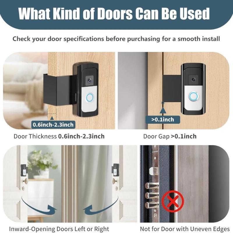Universal Doorbell Mounting Bracket with Not Theft Design & Easy Installation Metal Doorbell Holder for Video Doorbells
