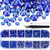 12 Grids/box Colorful Mixed Size Flatbck Nail Rhinestones Crystal Glass Nail Gems Nail Art Decoration with Tweezer and Wax Dotting Pencil