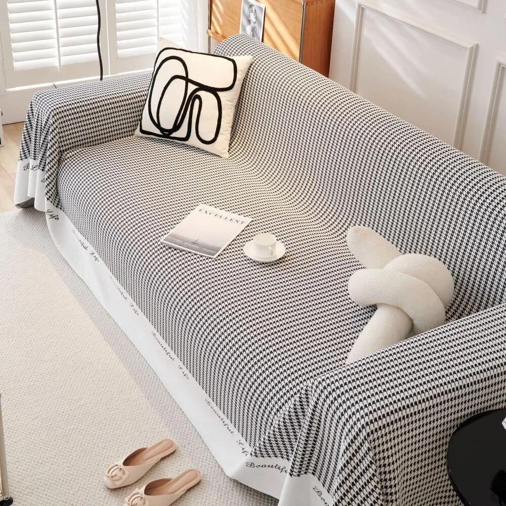 Outdoor Camping Picnic Mat Throw Blankets for Living Room Sofa Couple Position Houndstooth Soft Cover Sofa Towel Blanket
