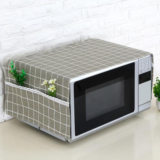 Складная пылезащитная крышка для микроволновой печи с боковым карманом, хлопок, лен, удобная сенсорная верхняя крышка для микроволновой печи, товары для дома