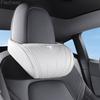 ALM1 Leather Car Seat Headrest Memory Foam Comfort High-end Neck Pillow For Tesla Model 3 Y S X Cybertruck Juguete 2025 Auto Interior