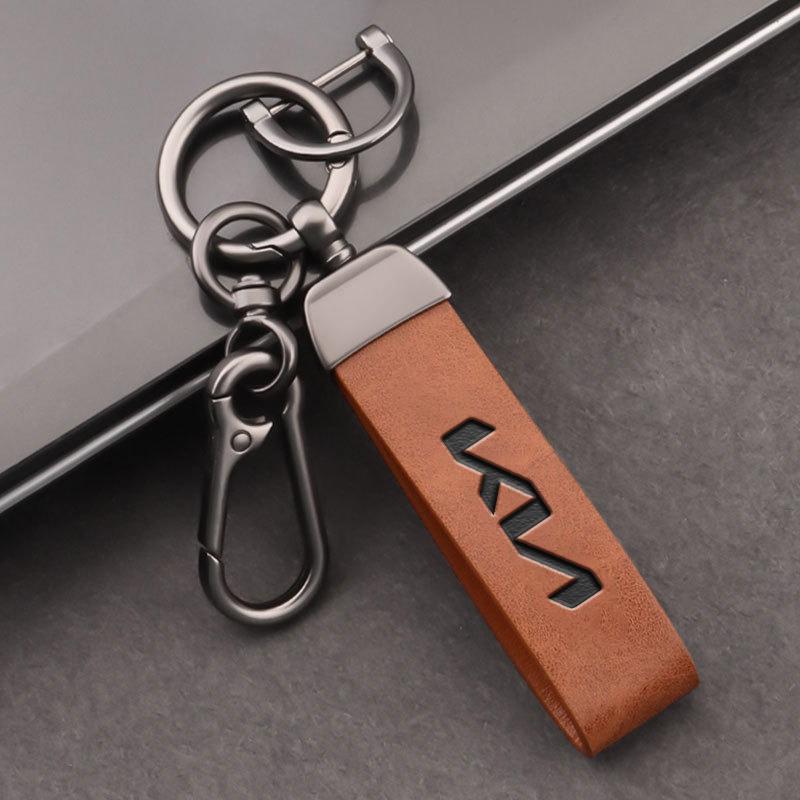 HFVY8 Брелок для ключей автомобиля Роскошный брелок из натуральной кожи Однотонная пряжка Для Kia KN Rio 5 Ceed Sportage Cerato Soul Sorento K2 Флип Picanto