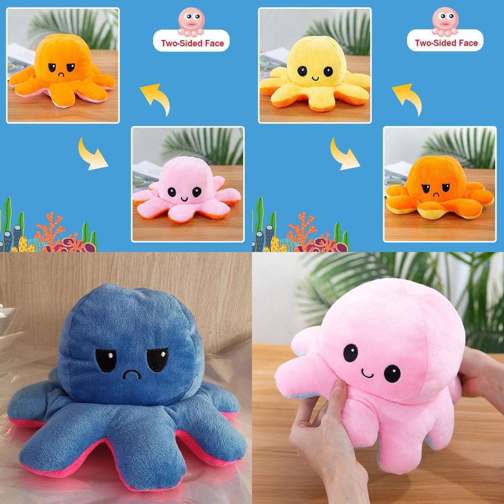 Adorable Double-sided Flip Reversible Octopus Plush Toy In Soft And Lifelike Style