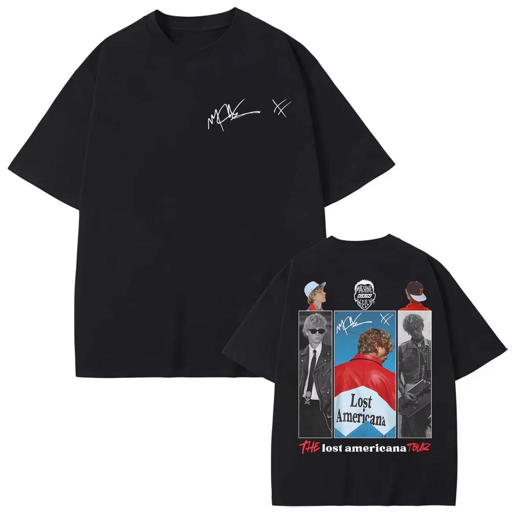 MGK Lost Americana Tour 2026 Графические футболки Мужские Женские Мода Хип-хоп Футболки Весна-Лето Повседневная Хлопок С коротким рукавом Топ