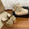 Мультяшные милые увеличивающие рост пушистые туфли для женской коллекции осень-зима 2025, новые сноубутсы на толстой подошве, носятся с присборенным верхом и как полушлепанцы