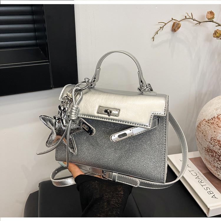 IELGY Ladies Messenger Bag Fashion Casual Silver Stitching Small Square Bag