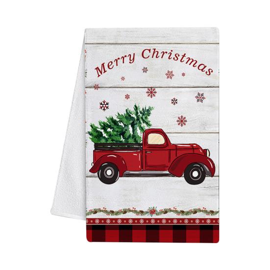 Dish Cloth Towel Multi-purpose for Party Quick-drying Xmas Tree Snowman Print Cleaning Towel Excellent Kitchen Cleaning Fluffy Texture