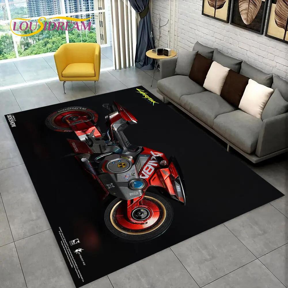 3D Киберпанк Концепт Мотоцикла Мультяшный Ковер, Ковер для Гостиной Спальни Дивана Прихожей Декор, Детский Нескользящий Коврик