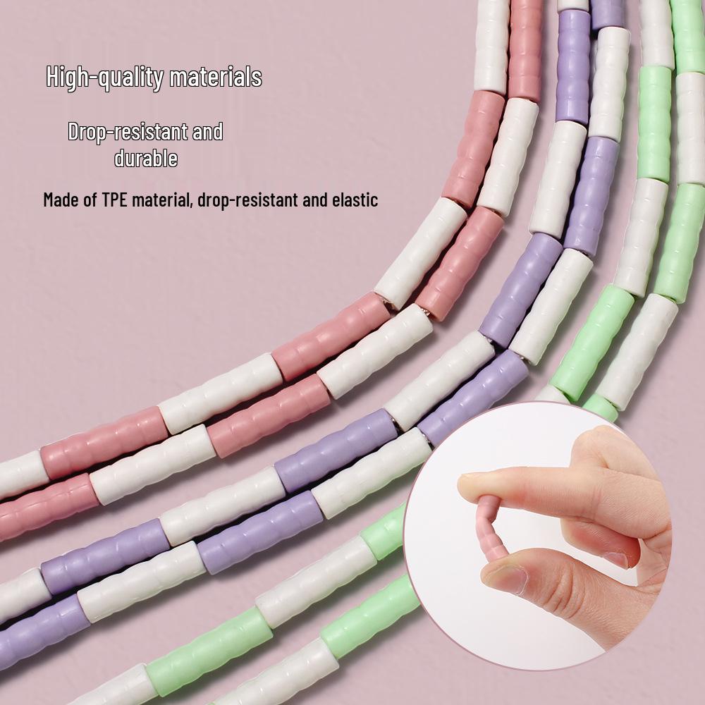 Kids' Adjustable Knotless Bamboo Bead Jump Rope for Beginners