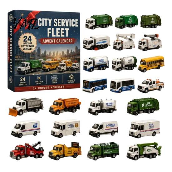 Decorative Christmas Keepsake 2026 Transportation Advent Calendar, 24-Day Acrylic Ornament Set with Vehicle Party Favor Figures, Tree Hanging