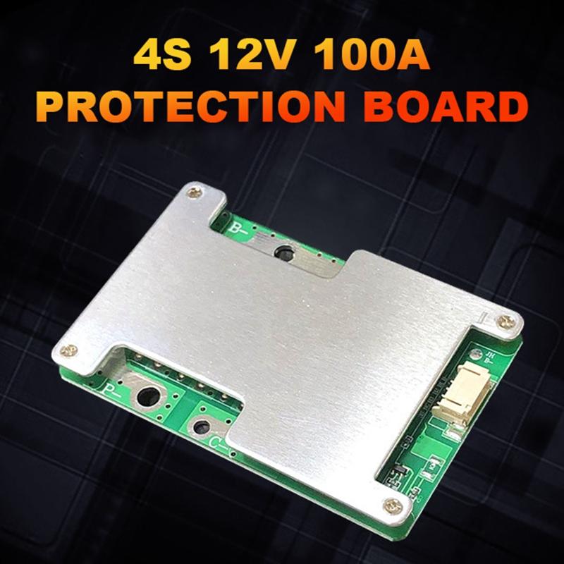 Плата защиты литий-железо-фосфатной (LiFePO4) литиевой батареи 4S 12V 100A с функцией балансировки/усиления мощности батареи BMS PCB Защитная плата DY