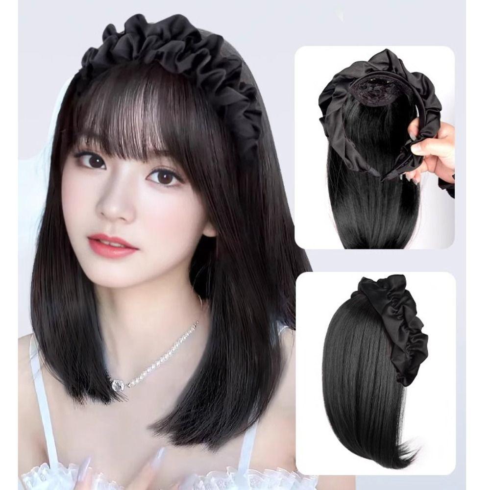 Синтетический полуободковый парик модный головной убор женский обруч для волос короткий прямой ободковый парик женский