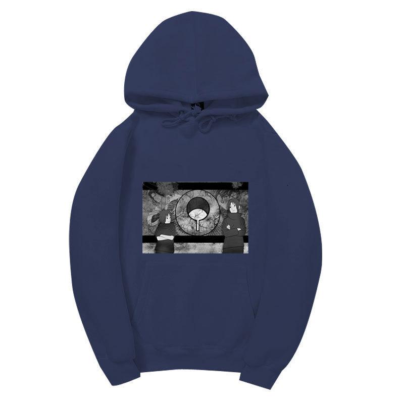 Unisex Naruto Uchiha Brothers Fleece Hoodie, Itachi Sasuke Clan Symbol Manga Style Anime Pullover Sweatshirt