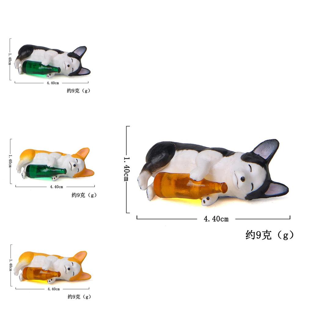 Resin Corgi And Husky Ornament Holding A Bottle Design For Gardening And Collection