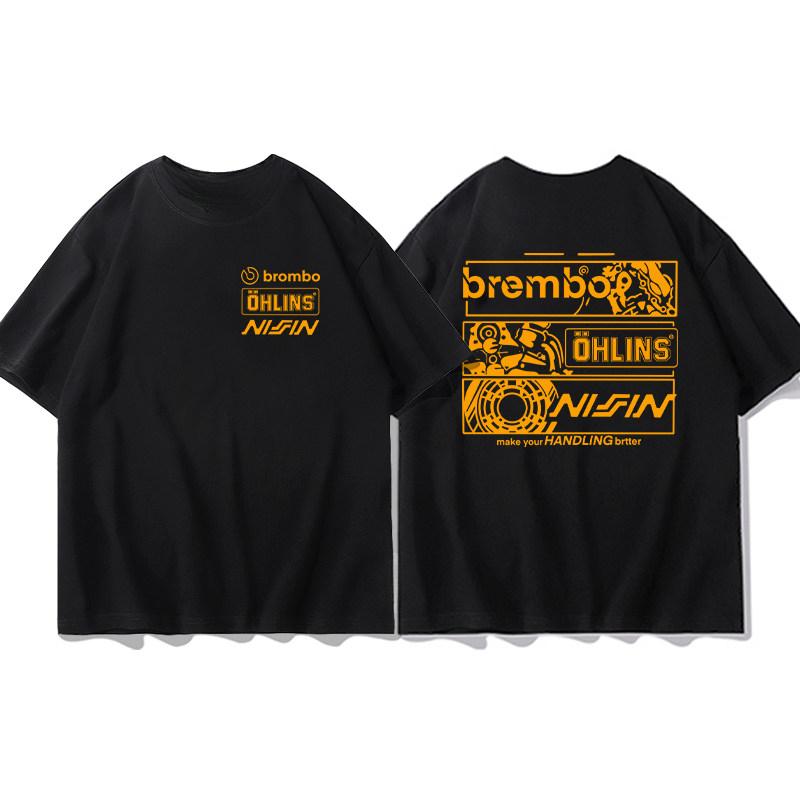 Top Ohlins Black Tshirt Collection Motorcycle Shock Absorber Print Short Sleeve Tshirt 2026 New Summer Racing Fan Clothes