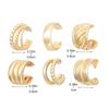 Ретро Простые модные серьги-клипсы в форме буквы С без отверстия для уха из золота