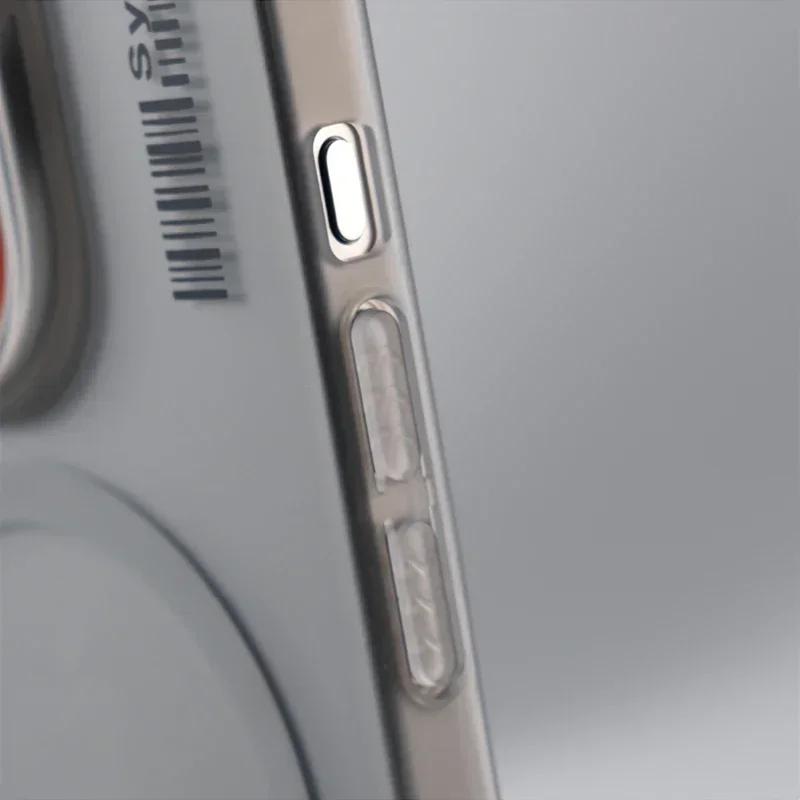 Ультратонкий Матовый Штрих-код Беспроводная Зарядка Для Чехла MagSafe для iPhone 17 16 14 15 13 12 Pro Max Полупрозрачная Жесткая PC Крышка