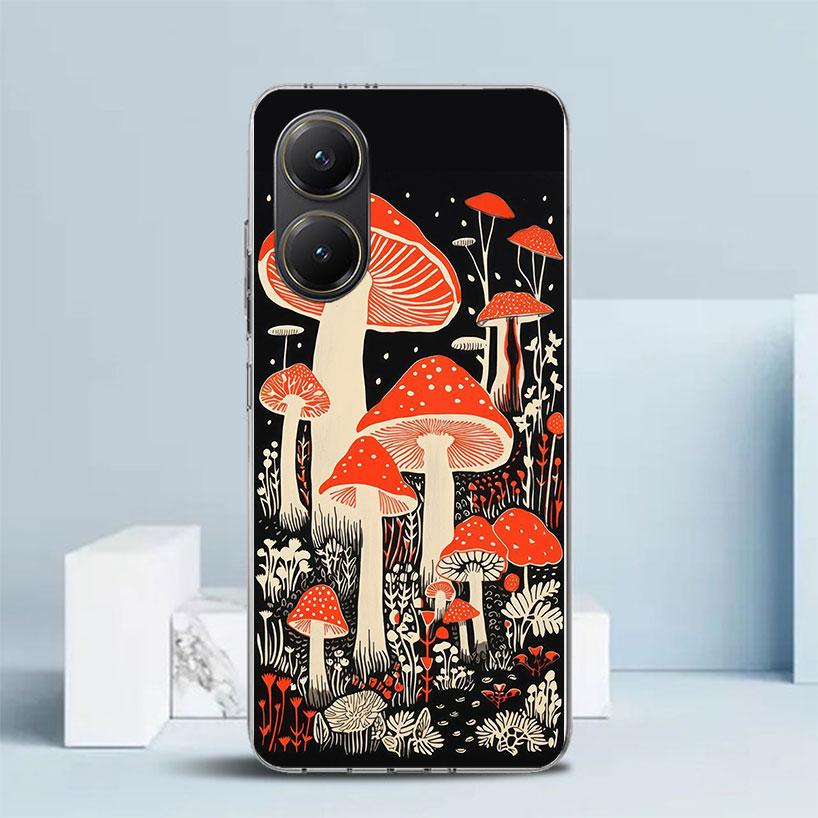 Яркая грибная мягкая крышка для Xiaomi Poco F7 Ultra X7 X6 X5 Pro M7 Чехол для телефона Redmi 15 15C 13 13C 12 12C 10 10C Печатный корпус P