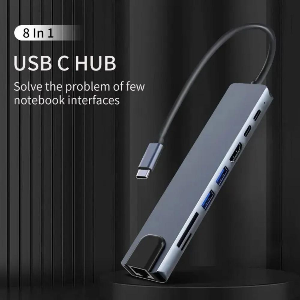 Usb 8 в 1 тип C 3 1 до 4k адаптер-концентратор HdTV с устройством чтения карт SD Tf Rj45 Pd быстрая зарядка для ноутбука Macbook