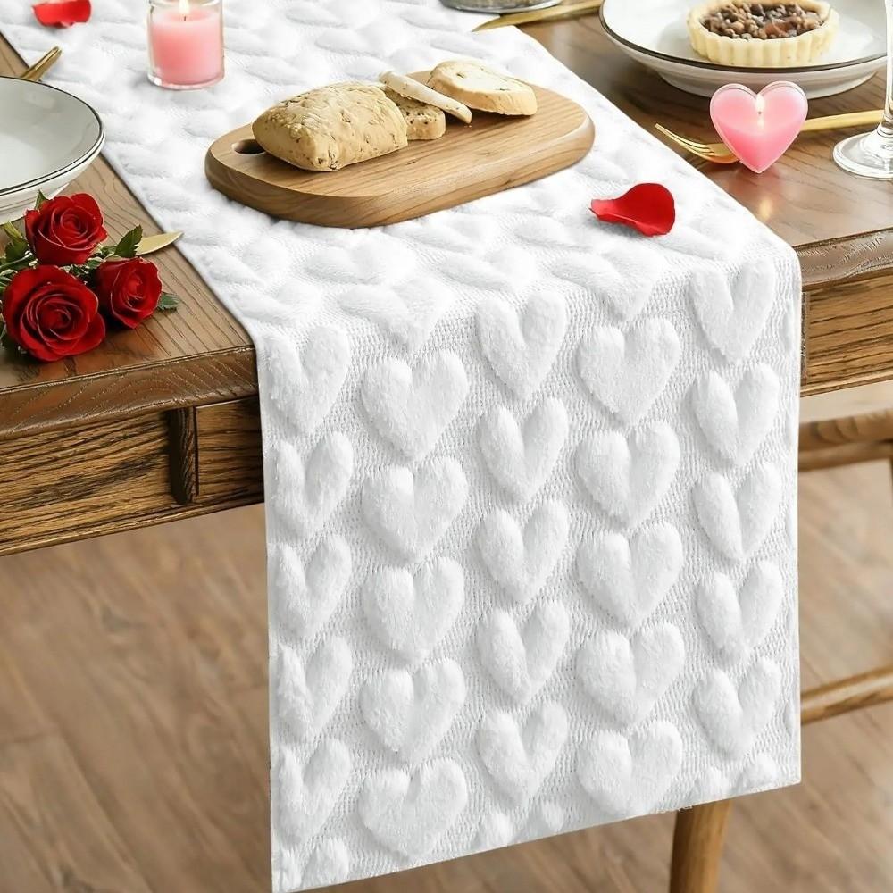 Romantic Plush Love Tablecloth Fuzzy Dining Table Runner Valentine's Table Flag Valentine's Day