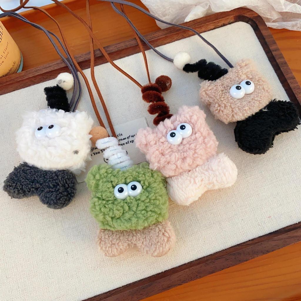 Cartoon Cute Twist Stick Plush Pendant Necklace – Heart Sweater Chain for Girls