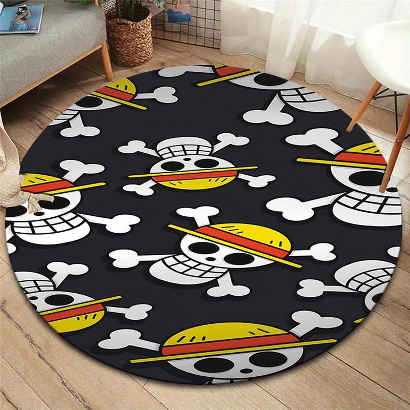 One Piece Straw Hat Pirates Round Area Rug Carpet Rug For Living Room Bedroom Sofa Playroom Decor Nonslip Floor Mat