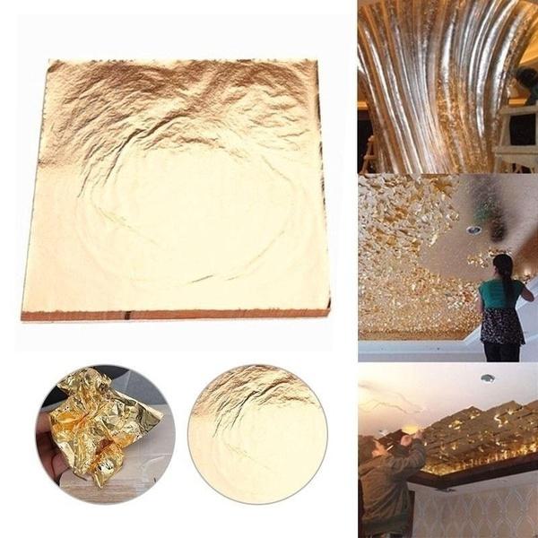 100 листов имитация сусального золота, листовая фольга, золото для художественных промыслов, дизайн, позолота, обрамление, лом