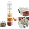 6Pcs/Set Spice Jar Pepper Shaker Box Spice Tower Herb & Spice Tools Transparent Seasoning Cans Kitchen Rack Condiment Bottles