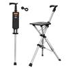PALTIA Folding Walking Stick Perfect for Outdoor and Includes Cane Holder Chair, Lightweight, Tripod, One-Touch, Walking, Activities, Queues, (Black)