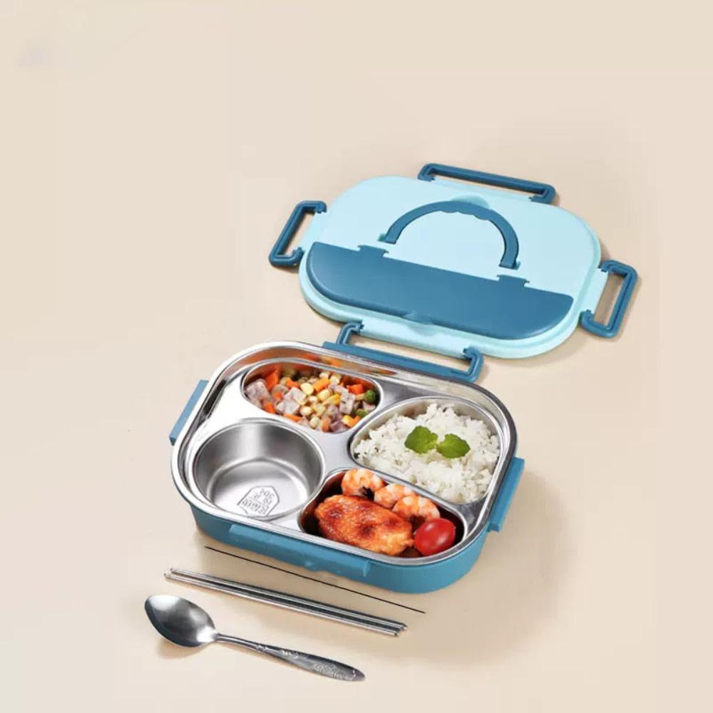 Insulated 4 Compartment Lunch Box Sealed Divided Food Storage Container  Student