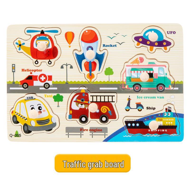 Montessori Wooden Pegboard Puzzle - Educational Toy for Letter, Number & Shape Cognition