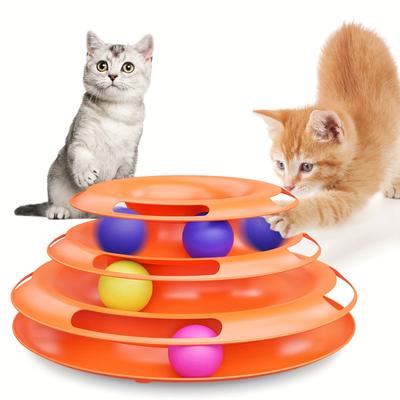 Четырехслойная поворотная игрушка для кошек, обучающая игровая дорожка, башня для кошек, игрушка-дразнилка для кошек в помещении, интерактивная поставка