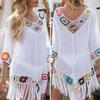 Bikini Cover Up Hollow Out Crochet Patchwork Summer Loose-fitting Sun Protection Swimwear Tunic for Beach