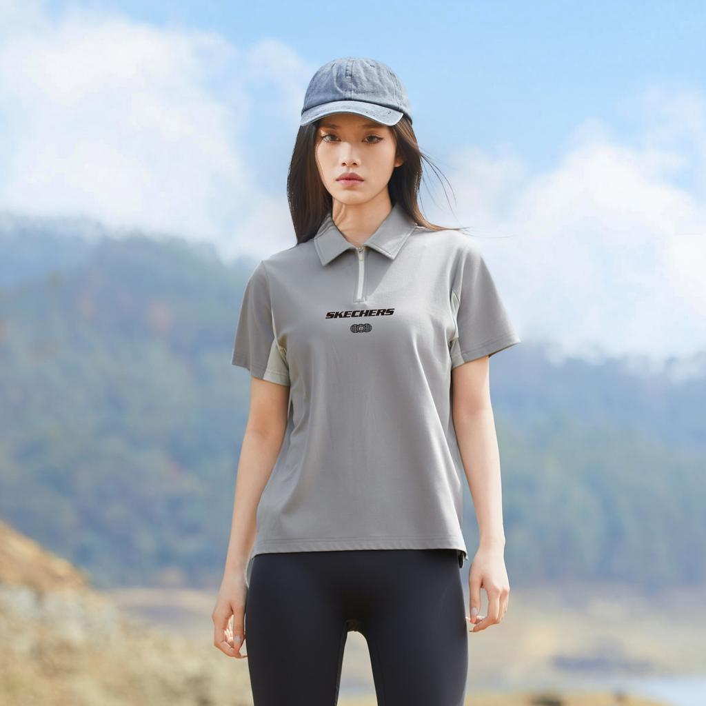Skechers Elegant Diamond Collection Polo Shirt Unisex Gray L225W257-00Q9